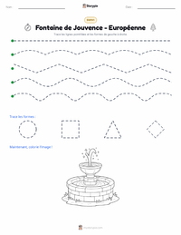 Aperçu de la feuille de travail imprimable Fontaine de Jouvence - Européenne