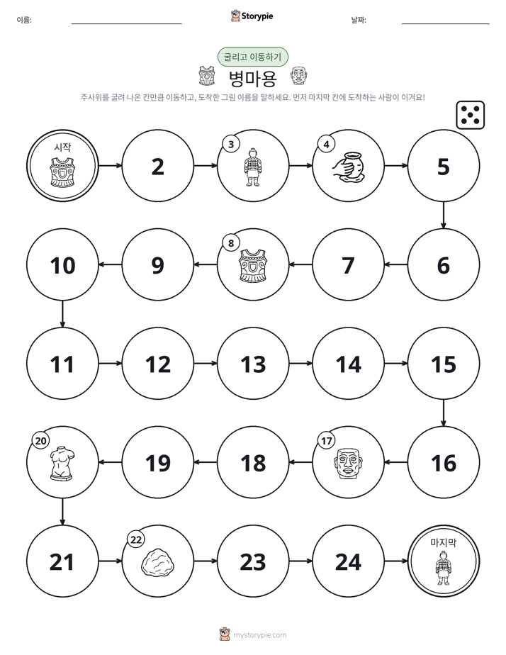 주사위 굴리고 이동하기 게임