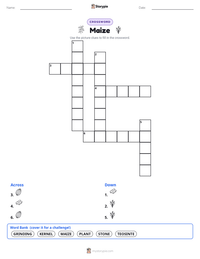 Maize printable worksheet preview