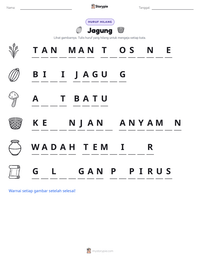 Prabaca lembar kerja cetak Jagung