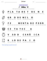 Prévia da folha de atividades imprimível Milho
