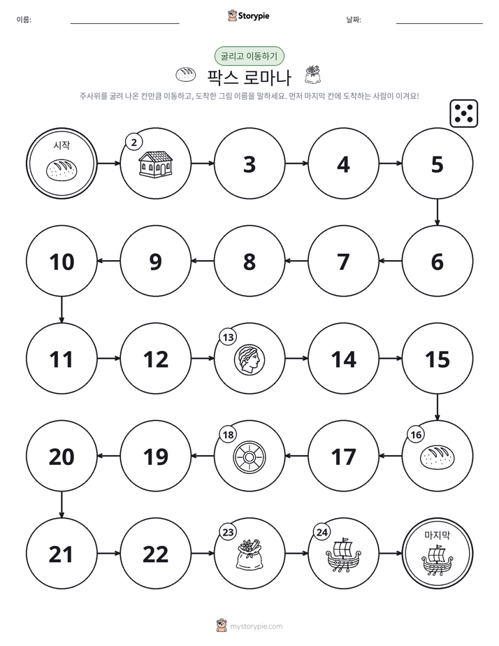 주사위 굴리고 이동하기 게임