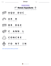 Roman Aqueducts printable worksheet preview