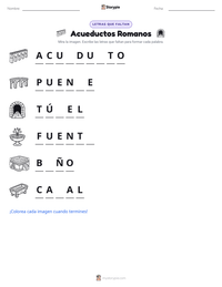 Vista previa de la hoja de trabajo imprimible de Acueductos Romanos