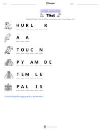 Aperçu de la feuille de travail imprimable Tikal