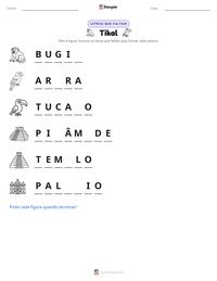 Prévia da folha de atividades imprimível Tikal