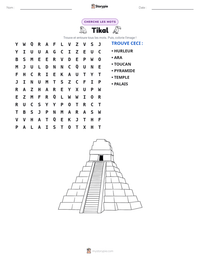 Aperçu de la feuille de travail imprimable Tikal