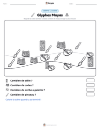Aperçu de la feuille de travail imprimable Glyphes Mayas