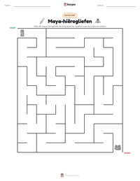 Maya-hiërogliefen afdrukbare werkblad voorbeeld