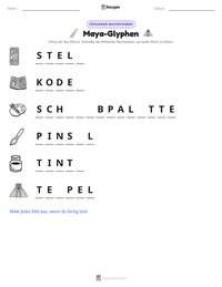 Maya-Glyphen druckbare Arbeitsblatt Vorschau