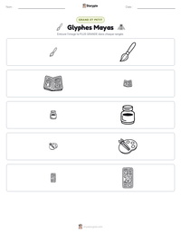 Aperçu de la feuille de travail imprimable Glyphes Mayas