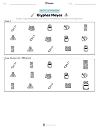Aperçu de la feuille de travail imprimable Glyphes Mayas