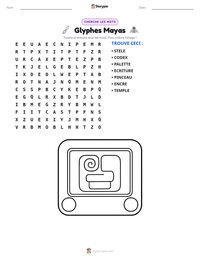 Aperçu de la feuille de travail imprimable Glyphes Mayas