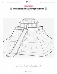Mississipi Kültürü (Cahokia) çocuklar için boyama sayfası
