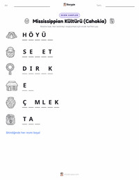 Mississipi Kültürü (Cahokia) yazdırılabilir çalışma sayfası önizlemesi