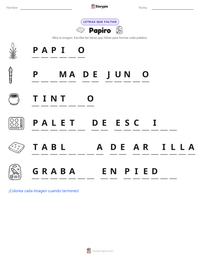 Vista previa de la hoja de trabajo imprimible de Papiro