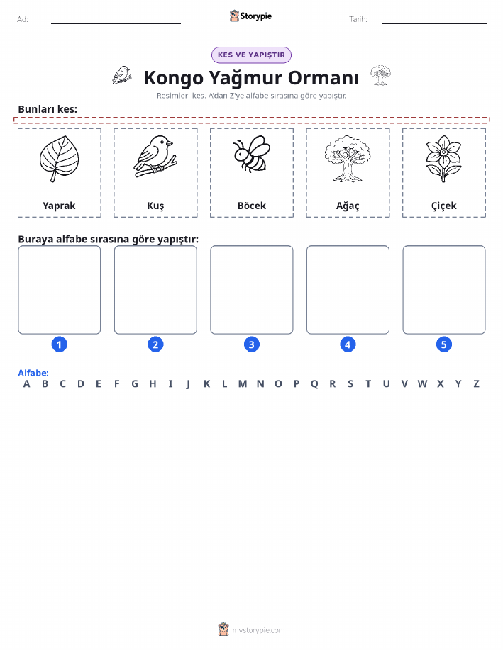 Kes & Yapıştır Alfabe