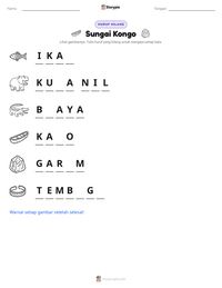 Prabaca lembar kerja cetak Sungai Kongo