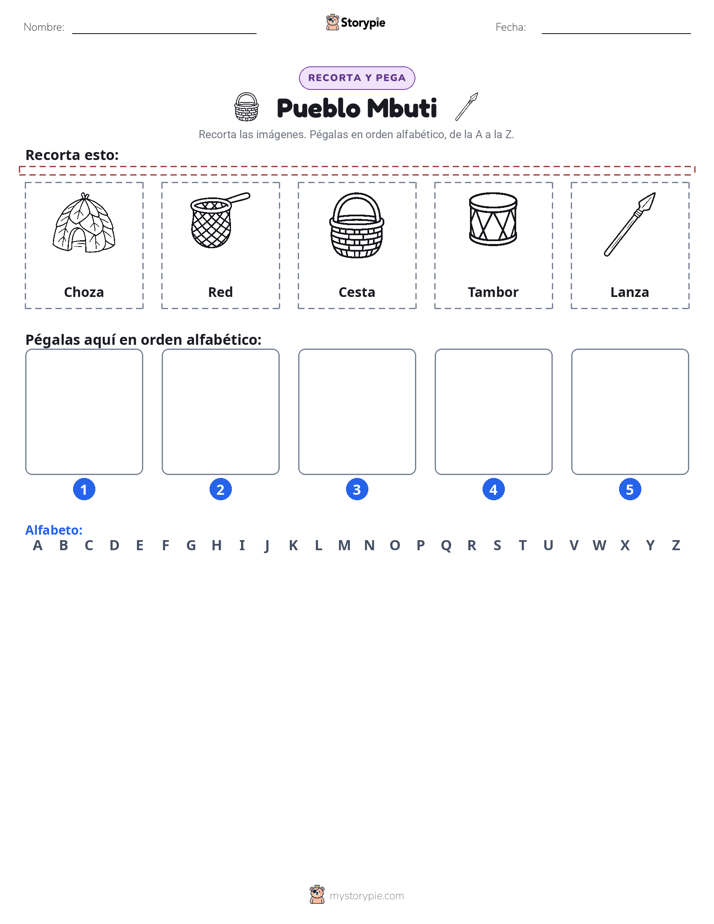 Cortar y Pegar el Alfabeto