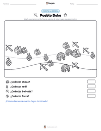 Vista previa de la hoja de trabajo imprimible de Pueblo Baka
