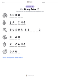 Prabaca lembar kerja cetak Orang Baka