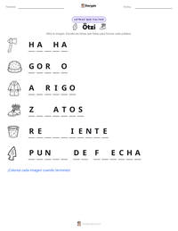 Vista previa de la hoja de trabajo imprimible de Ötzi