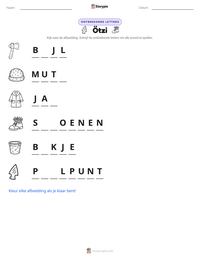 Ötzi afdrukbare werkblad voorbeeld
