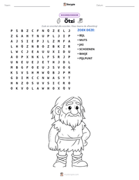 Ötzi afdrukbare werkblad voorbeeld