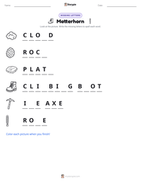 Matterhorn printable worksheet preview