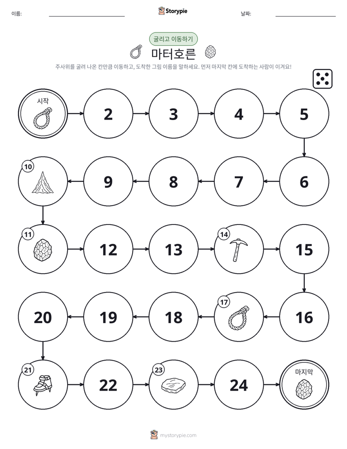 주사위 굴리고 이동하기 게임