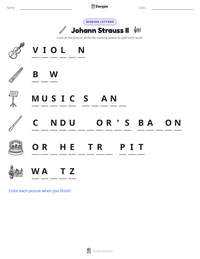 Johann Strauss II printable worksheet preview