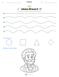 Aperçu de la feuille de travail imprimable Johann Strauss II