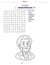 Johann Strauss II afdrukbare werkblad voorbeeld