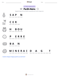 Aperçu de la feuille de travail imprimable Forêt-Noire