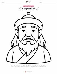 Pagina da colorare di Gengis Khan per bambini