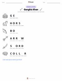 Genghis Khan printable worksheet preview