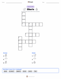 Siberia printable worksheet preview