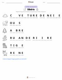 Aperçu de la feuille de travail imprimable Sibérie