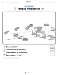 Prévia da folha de atividades imprimível Ferrovia Transiberiana