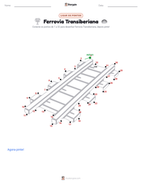 Prévia da folha de atividades imprimível Ferrovia Transiberiana