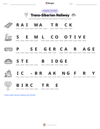 Trans-Siberian Railway printable worksheet preview