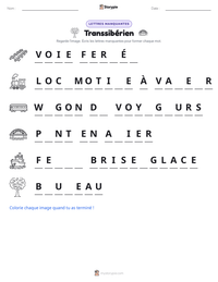 Aperçu de la feuille de travail imprimable Transsibérien