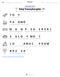 Podgląd drukowalnego arkusza ćwiczeń Kolej Transsyberyjska