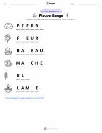 Aperçu de la feuille de travail imprimable Gange
