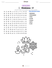 Vista previa de la hoja de trabajo imprimible de Hinduismo