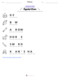 Ögedei Khan printable worksheet preview