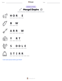 Mongol Empire printable worksheet preview