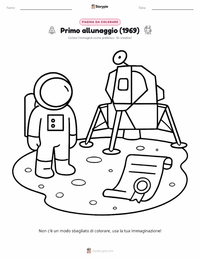 Pagina da colorare di Primo Sbarco sulla Luna (1969) per bambini
