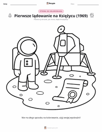 Strona do kolorowania Pierwsze lądowanie na Księżycu (1969) dla dzieci