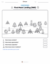 First Moon Landing (1969) printable worksheet preview